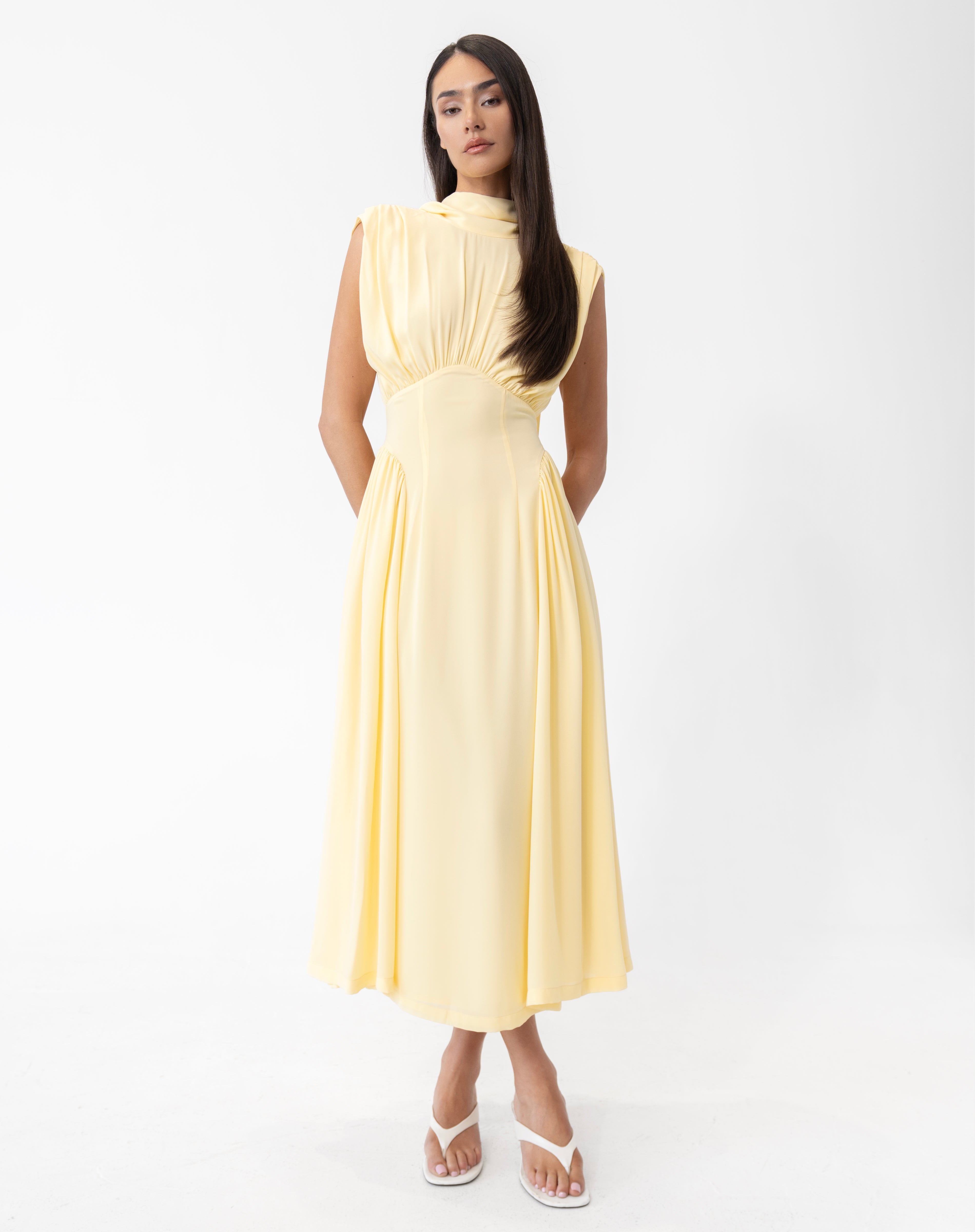 yellow scarf dress Eliana Sleeveless Scarf Dress, Yellow L / Yellow
