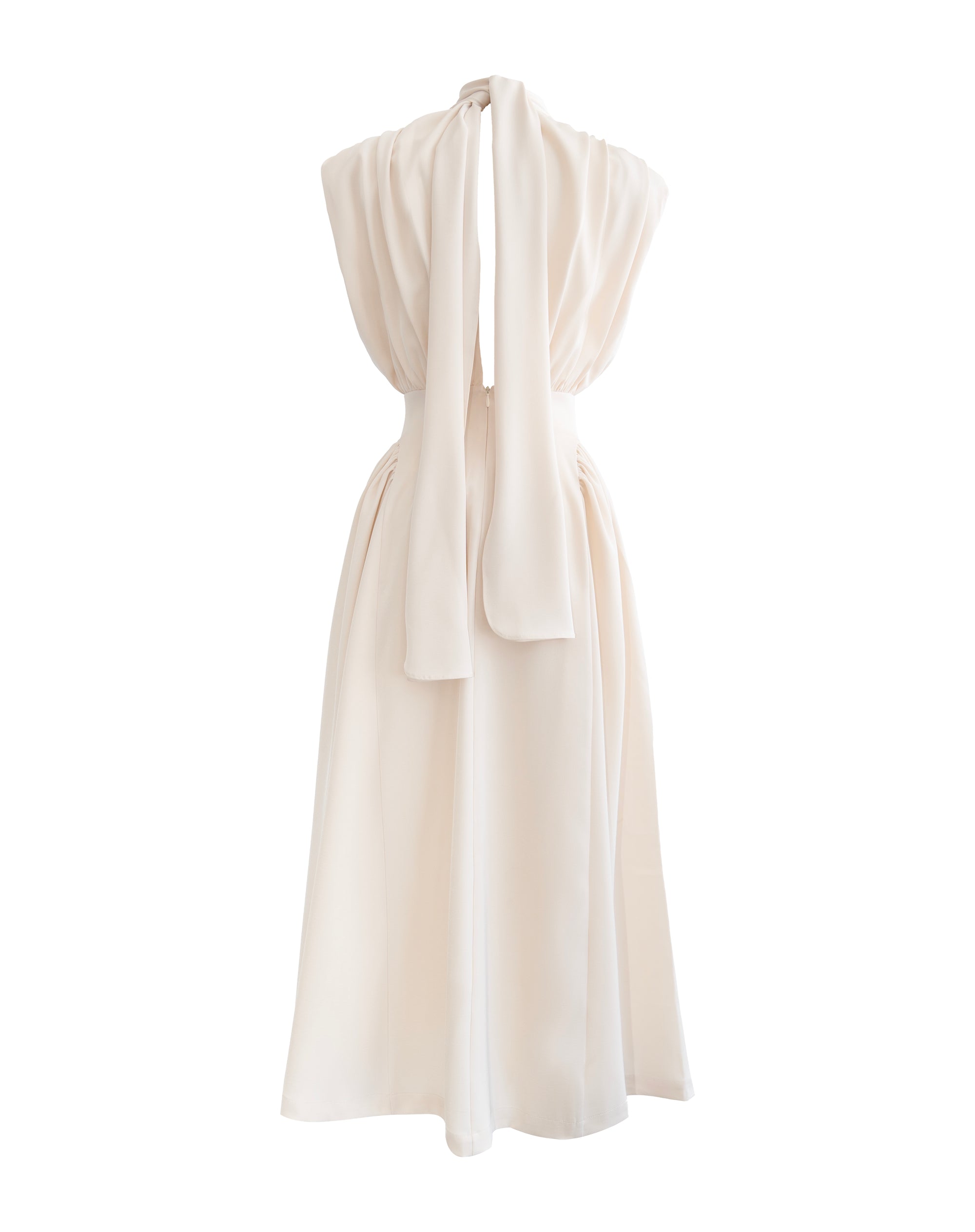 Robe sans manches nouée au dos Eliana, ivoire