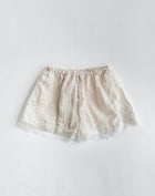 Everly Crushed Satin Lace Shorts, Peach