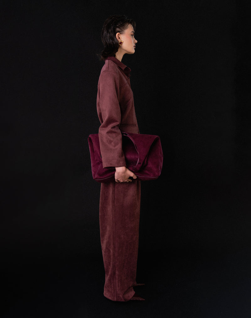 Kai Suede Cinched Jacket Top, Dark Cherry