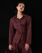 Kai Suede Cinched Jacket Top, Dark Cherry