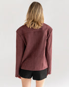 Kai Suede Cinched Jacket Top, Dark Cherry