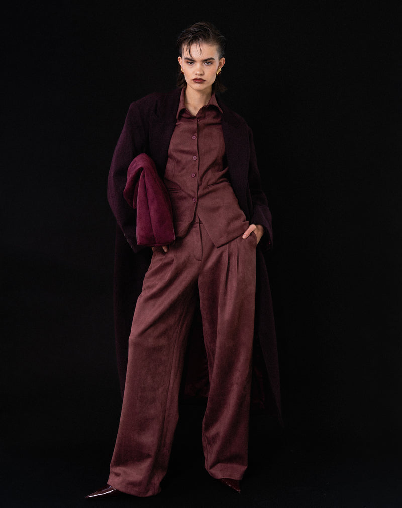 Mara Suede Wide Leg Pants, Burgundy