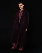 Kieran Oversized Double Breasted Coat, Burgundy