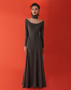 Viviana High Neck Maxi Dress, Charcoal