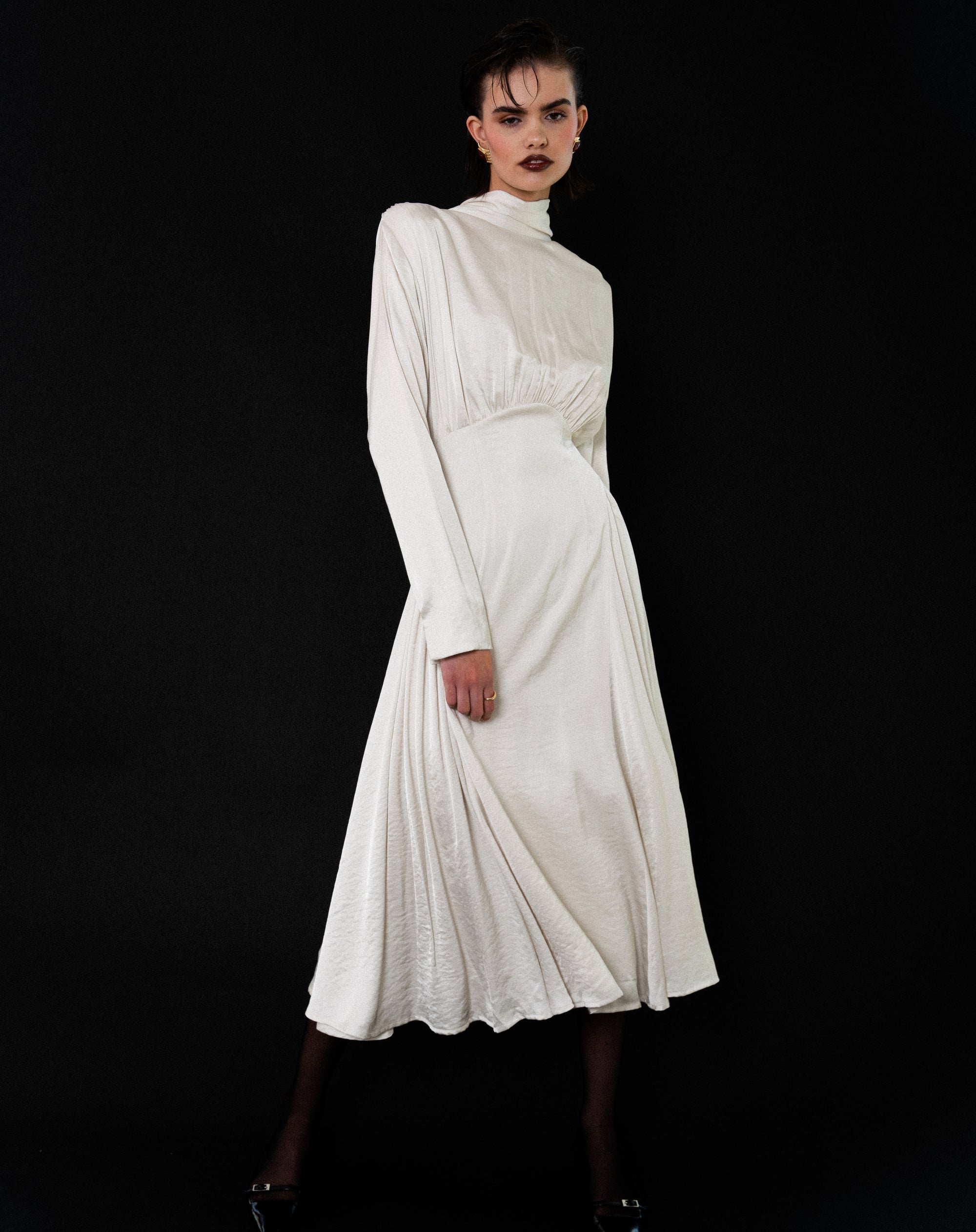 Nina High Neck Dress, Ivory