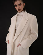 Kieran Oversized Double Breasted Coat, Off White