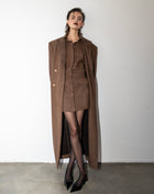 Rowan Faux Suede Oversized Maxi Coat, Dark Brown