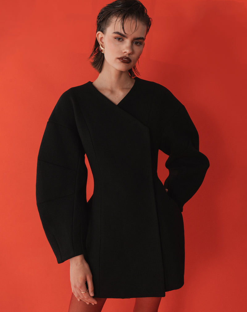 Olivia Wool Blazer Mini Dress, Black