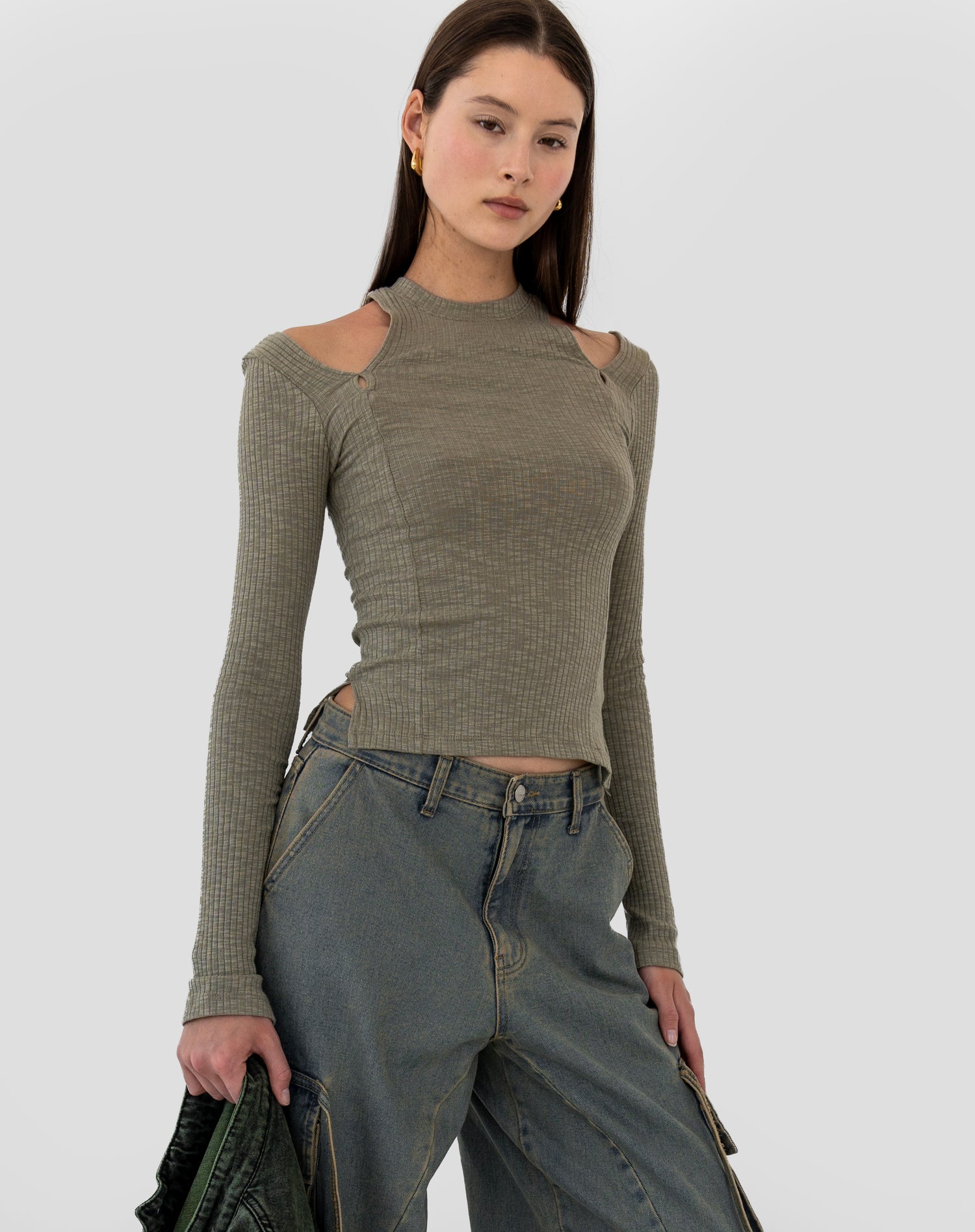 Ashe Pocket Cargo Jeans, Mid Green Wash
