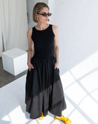 Arlo Sleeveless Flared Maxi Dress, Black