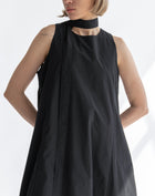 Vestido largo Anya A Line con dobladillo abullonado, negro