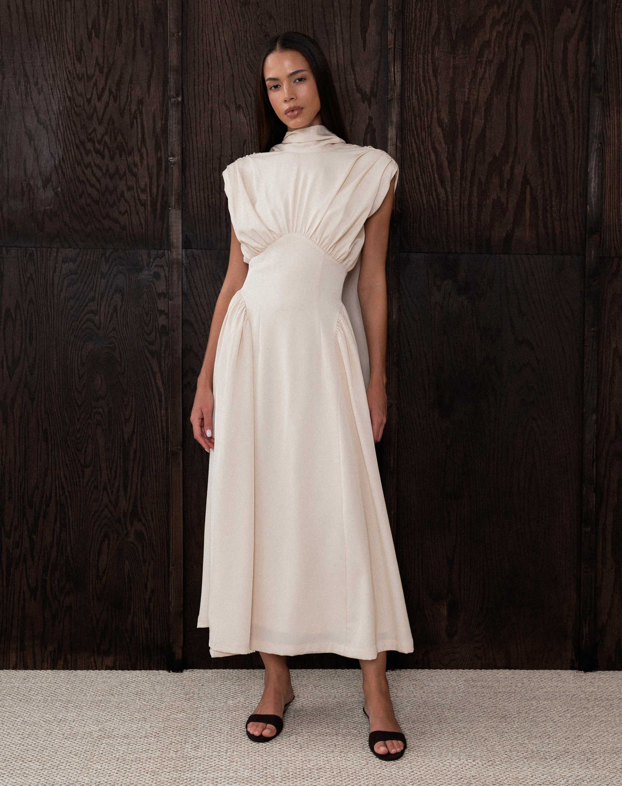 Eliana Sleeveless Back Tie Dress, Oat