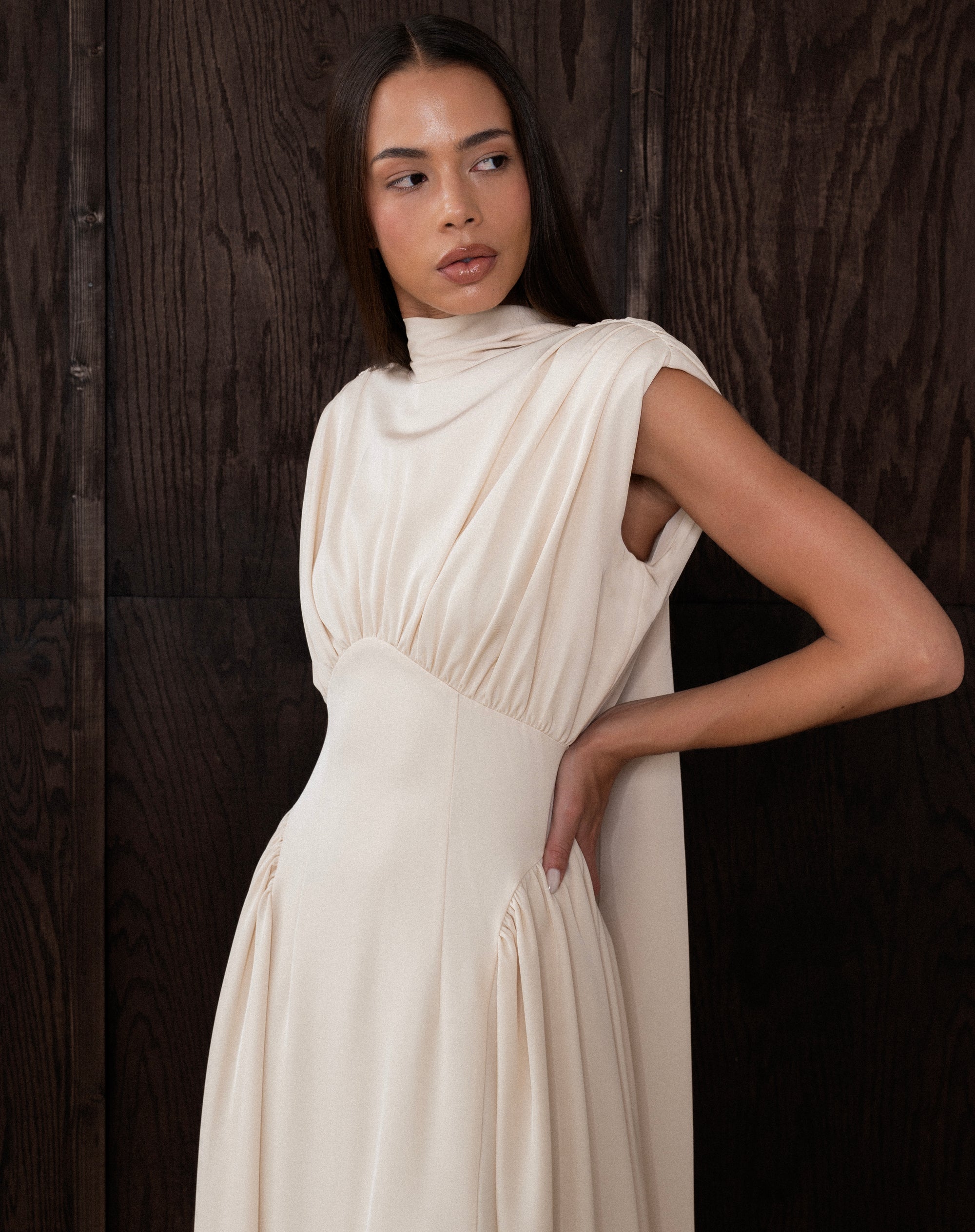 Eliana Sleeveless Back Tie Dress, Oat