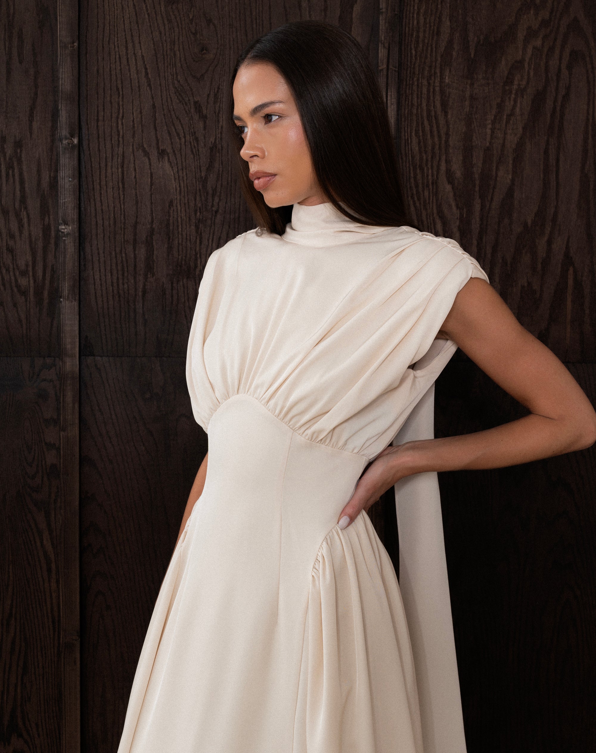 Eliana Sleeveless Back Tie Dress, Oat