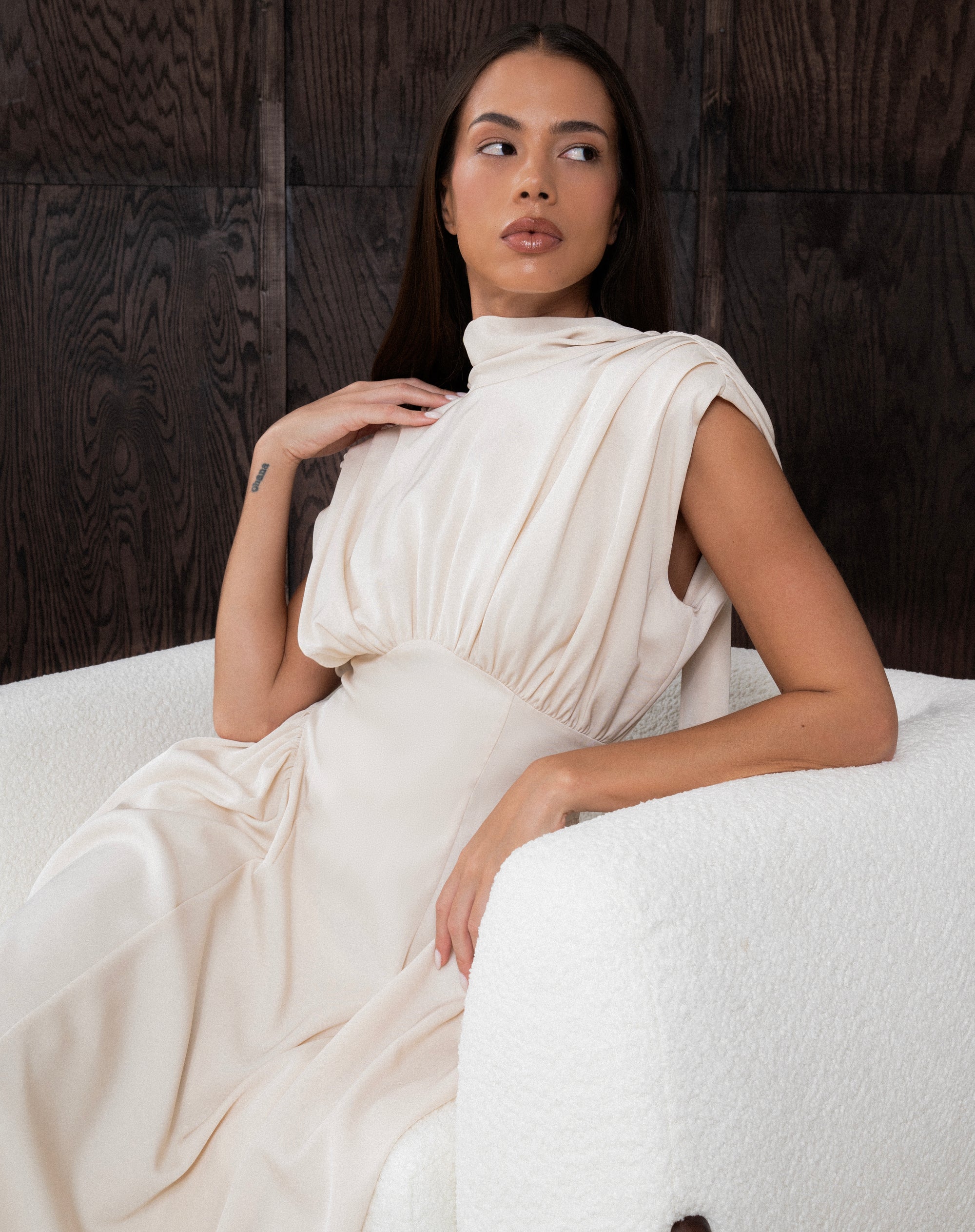 Eliana Sleeveless Back Tie Dress, Oat