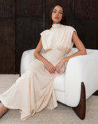Eliana Sleeveless Back Tie Dress, Oat