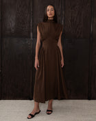 Eliana Sleeveless Back Tie Dress, Dark Brown