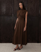 Eliana Sleeveless Back Tie Dress, Dark Brown