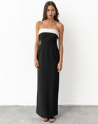 Lydia Tube Top Column Maxi Dress, Black