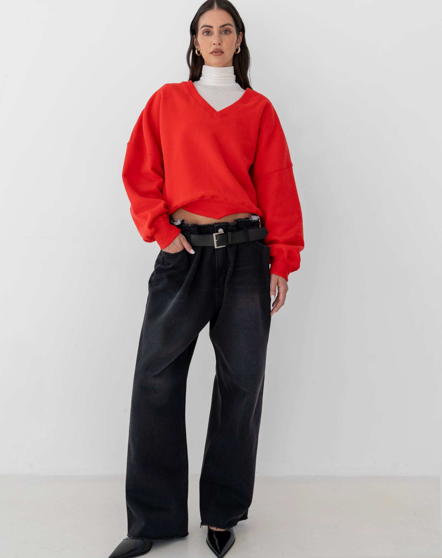 Ella Turtle Neck Long Sleeve Top, White