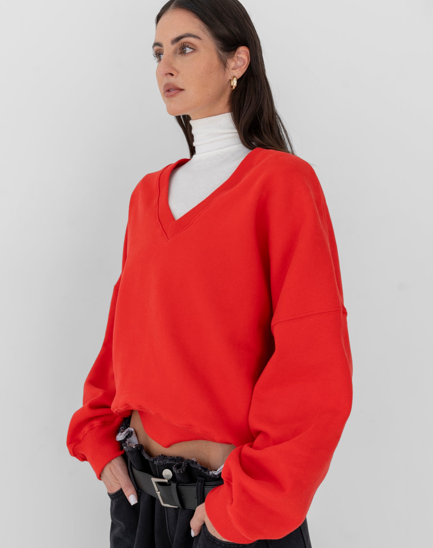 Ella Turtle Neck Long Sleeve Top, White