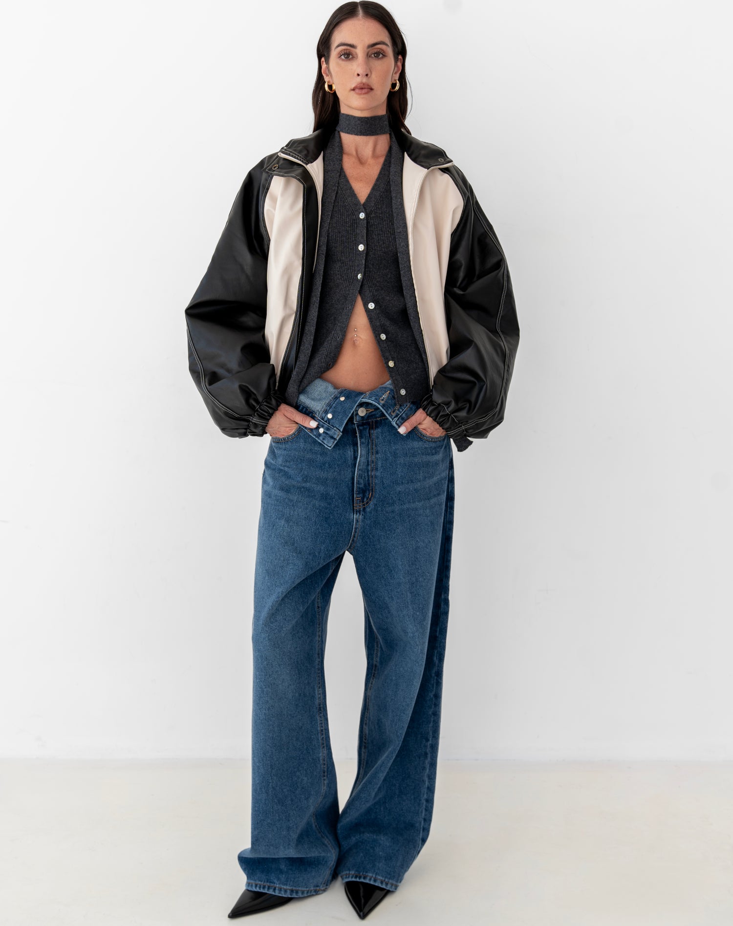 Darcy Knit Vest With A Scarf, Charcoal