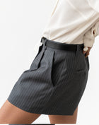 Jane Pin Striped Shorts, Grey