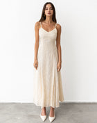 Evie Lace Flared Maxi Dress, Ivory