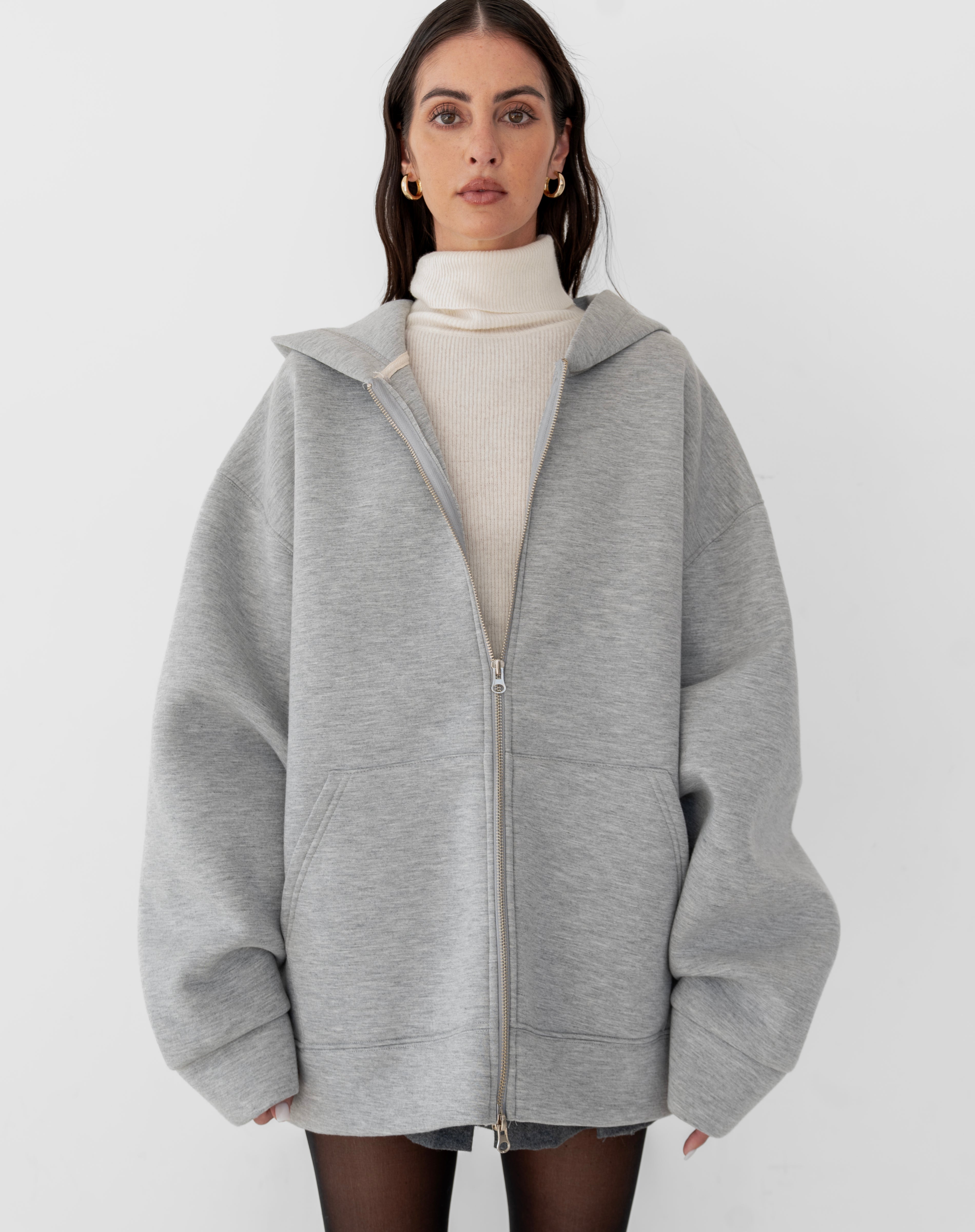 [PRE-ORDER]Blair Oversized Scuba Zip Up Sweatshirt, Grey