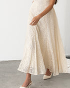 Evie Lace Flared Maxi Dress, Ivory