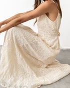 Evie Lace Flared Maxi Dress, Ivory