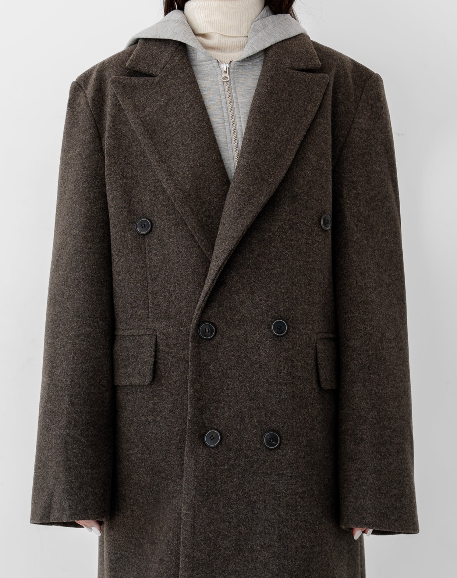 Leif Oversized Double Breasted Coat, Charcoal