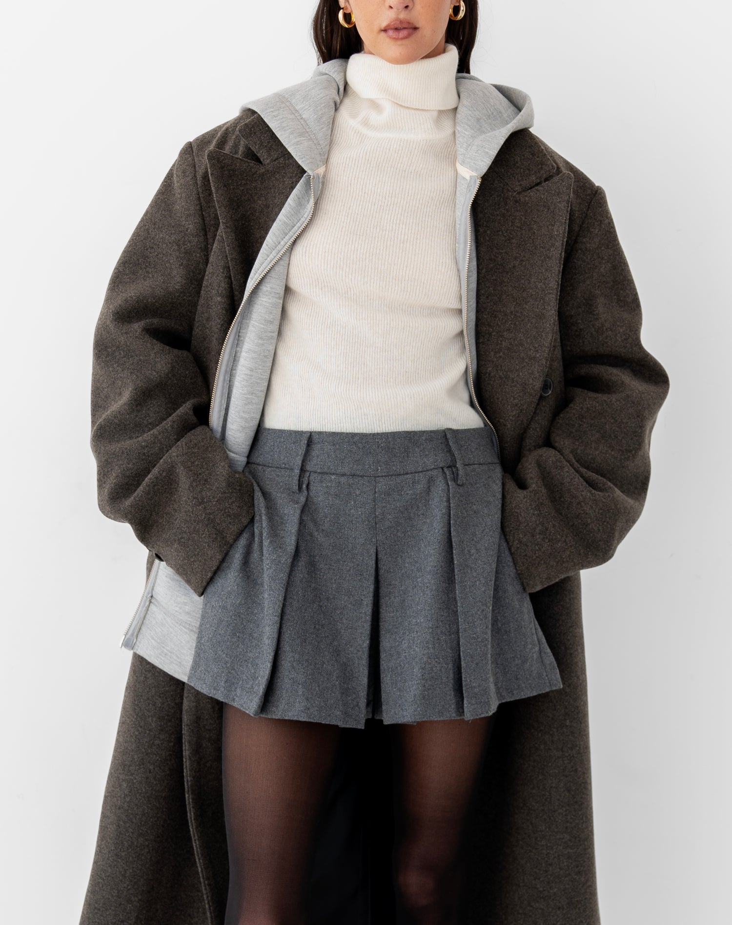 Leif Oversized Double Breasted Coat, Charcoal