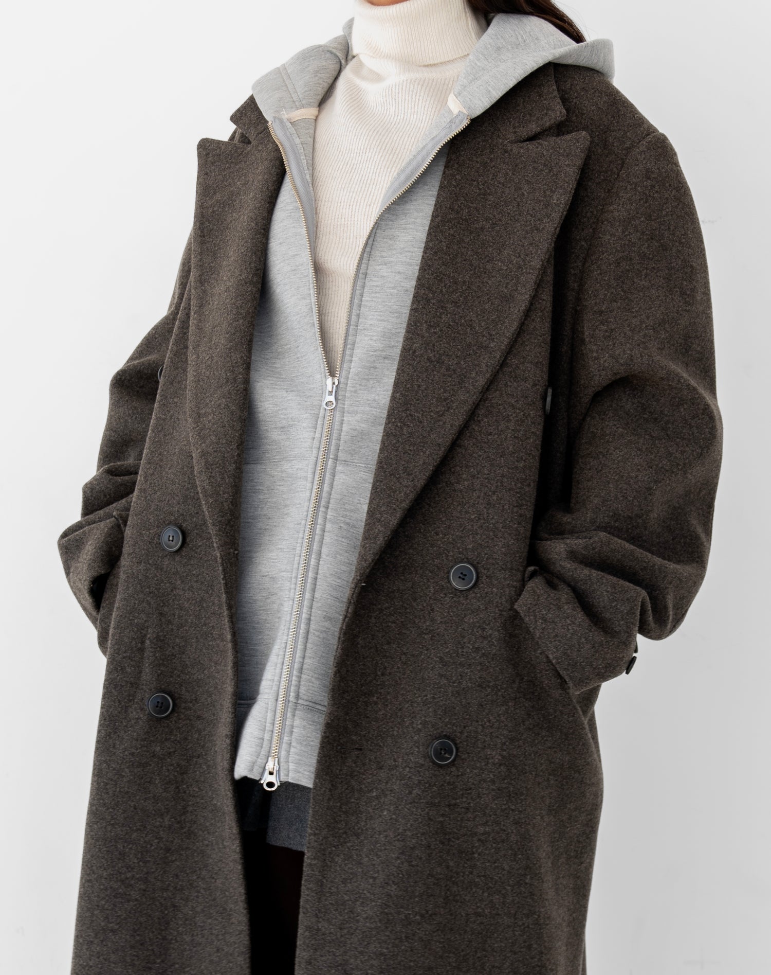 Blair Oversized Scuba Zip Up Sweatshirt, Grey