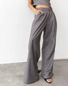 Pantalon large à double plis Talia, gris