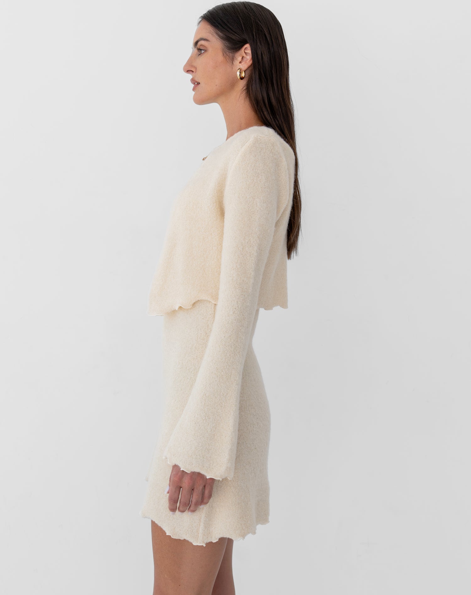 Abigail Boucle Cardigan And Dress Set, Ivory