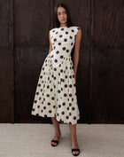 Chloe Dress, Brown Polka