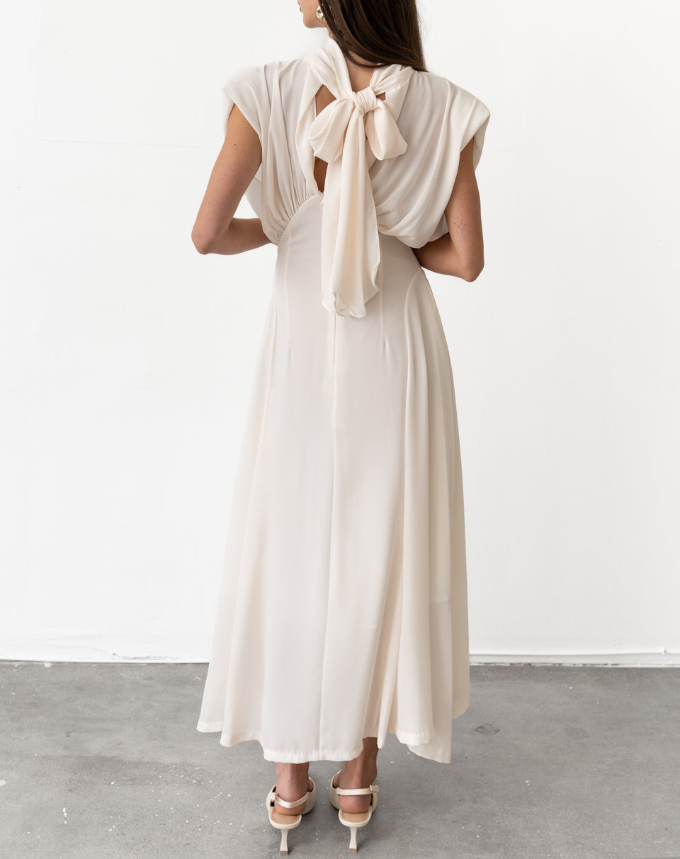Eliana Sleeveless Back Tie Dress, Ivory – The Bekk