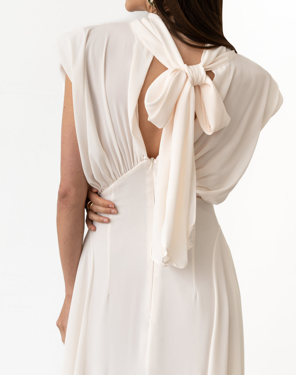 Eliana Sleeveless Back Tie Dress, Ivory – The Bekk