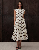Chloe Dress, Brown Polka