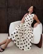 Chloe Dress, Brown Polka