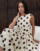 Chloe Dress, Brown Polka