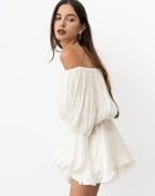 Elora Off Shoulder Gathering Blouse Top, White