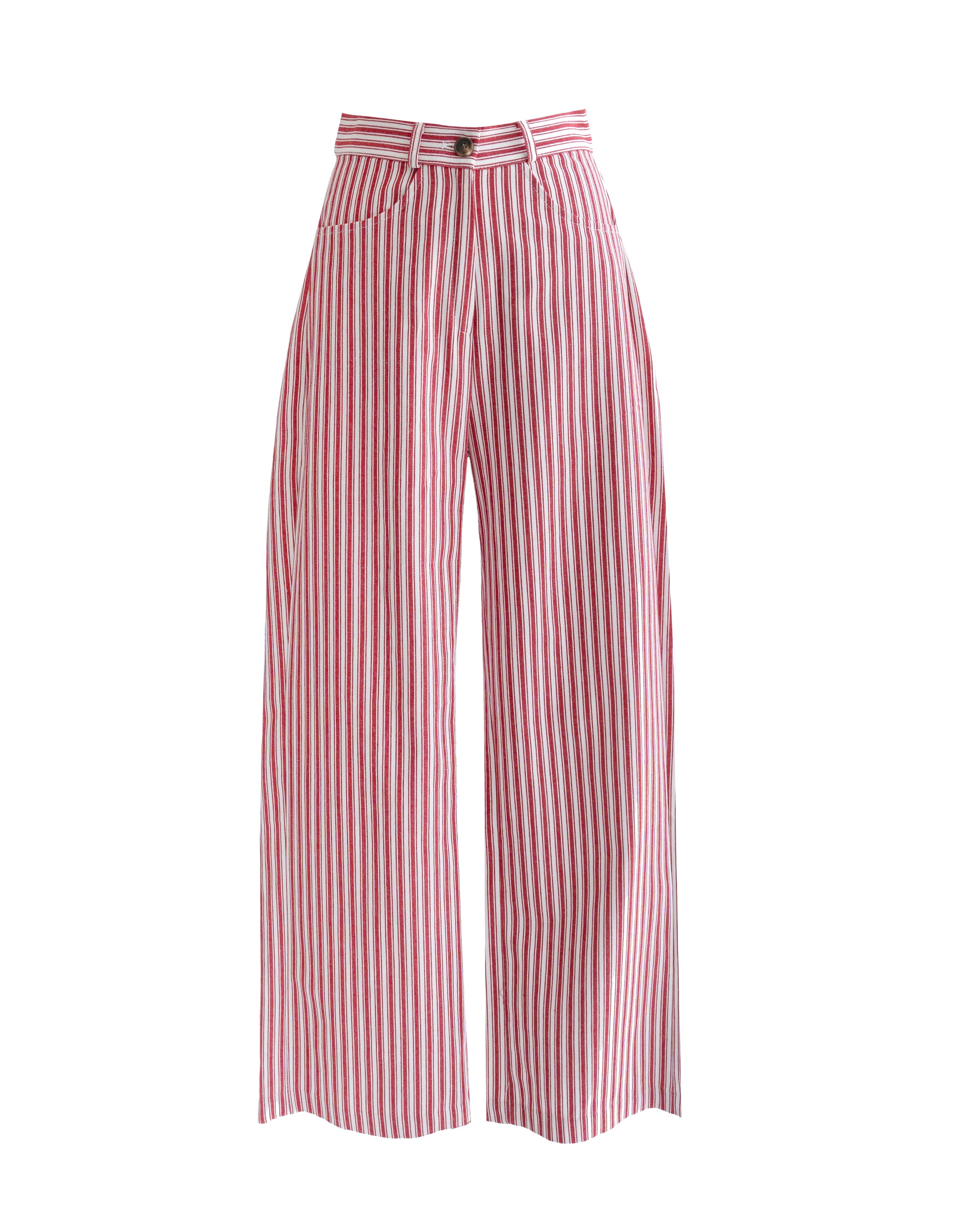 Isabella Straight Leg Striped Pants, Red