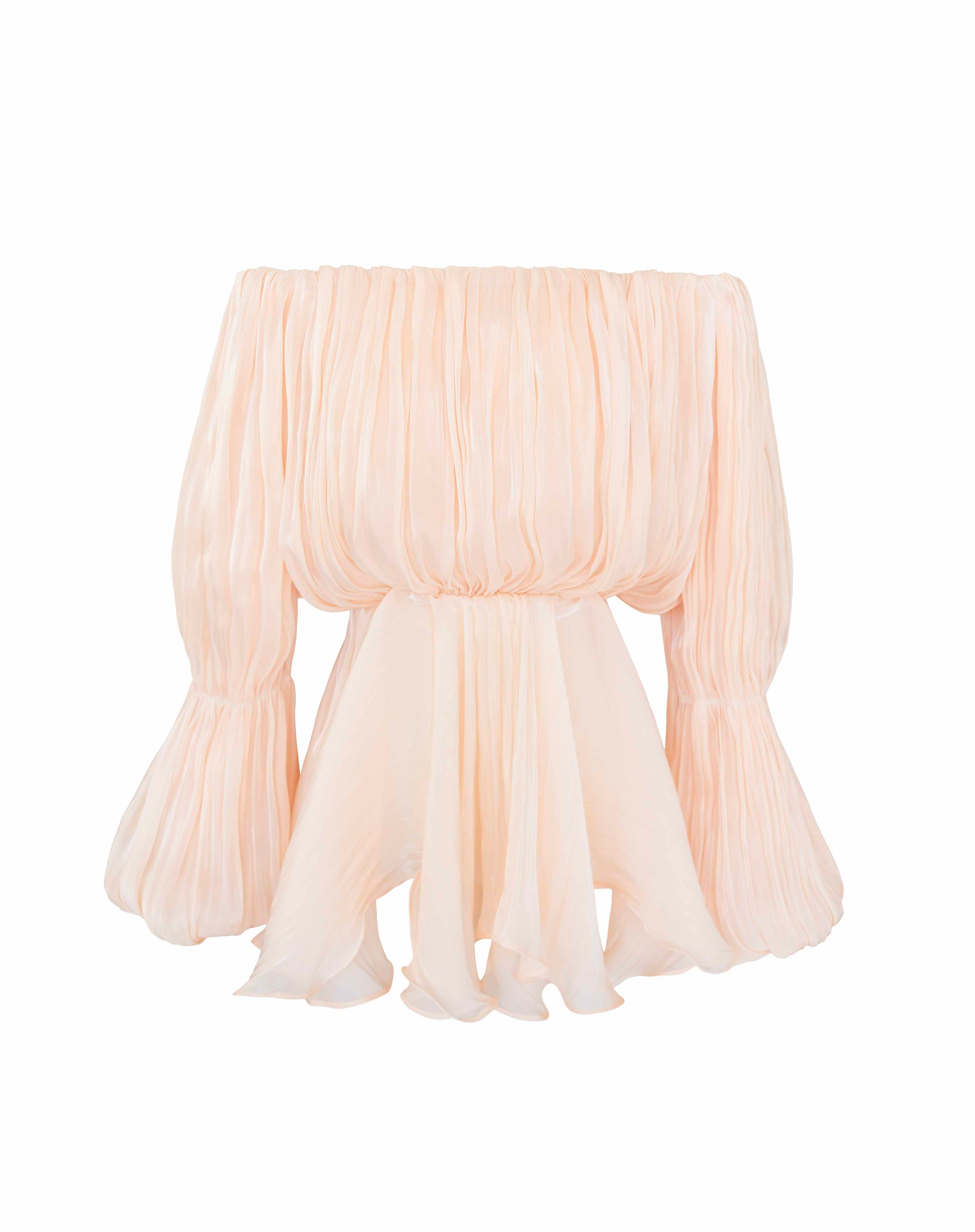 Elora Off Shoulder Gathering Blouse Top, Peach