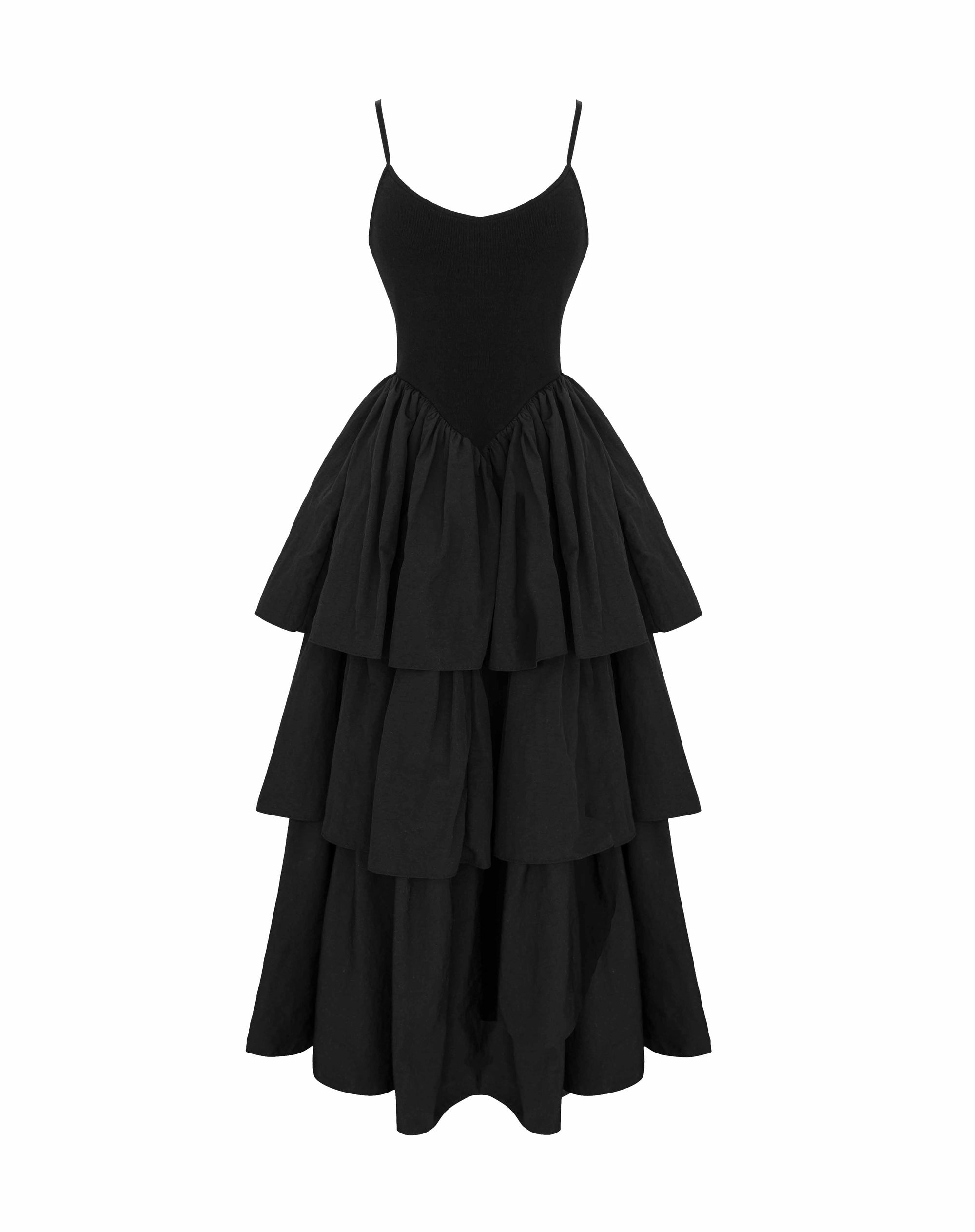 Andrea Basque Low Waist Dress, Black