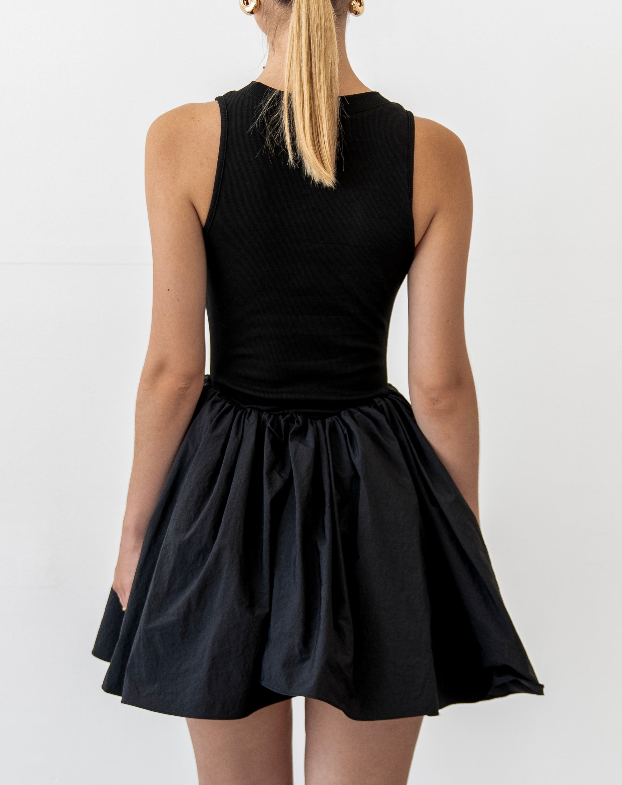 Avery Sleeveless Flare Mini Dress, Black