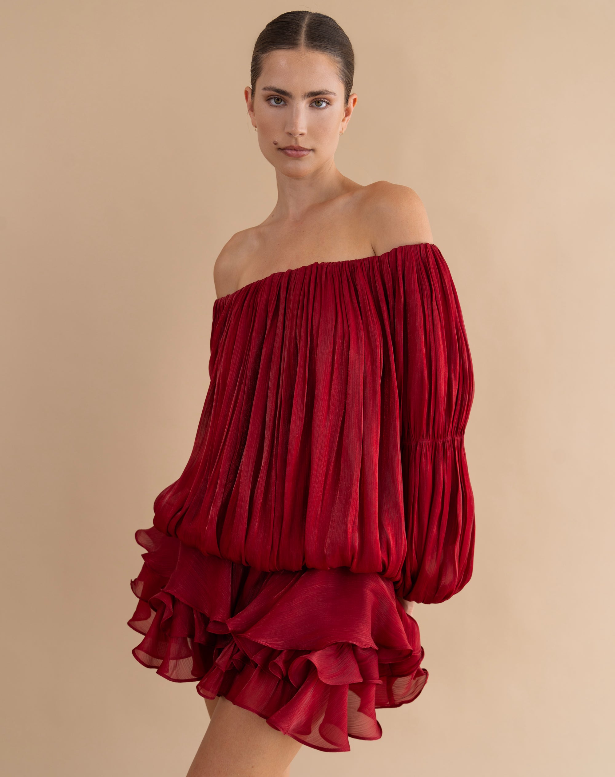 Elora Dress, Burgundy