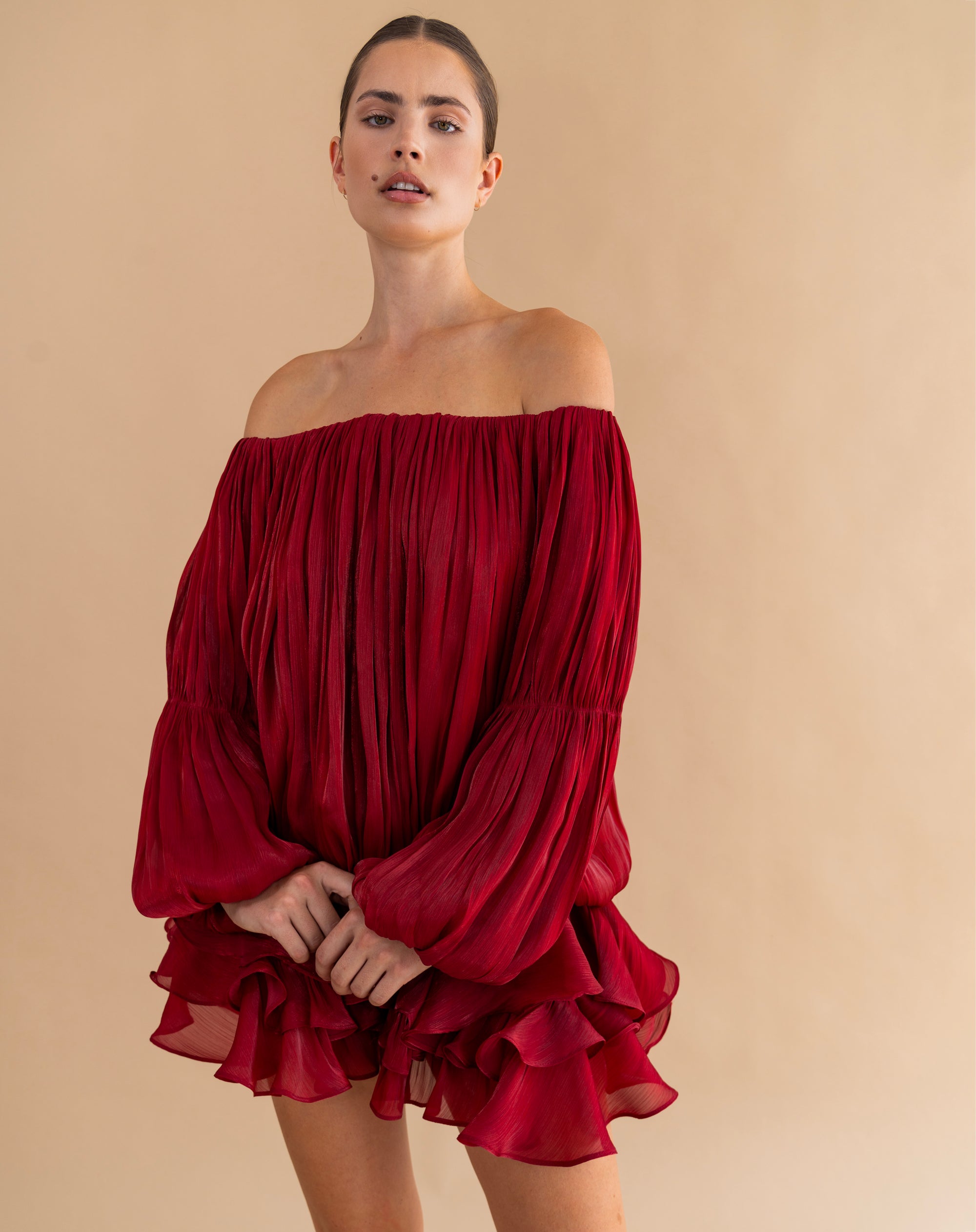 Elora Dress, Burgundy